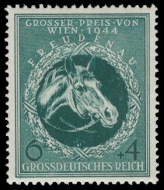 6 + 4 Pf Briefmarke: Pferderennen: Großer Preis von Wien, 1944