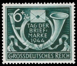 6 + 24 Pf Briefmarke: Tag der Briefmarke 1944 6 + 24 Pf Briefmarke: Tag der Briefmarke 1944