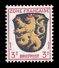 3 Pf Briefmarke: Landeswappen, Pfalz