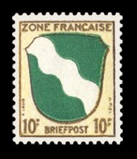 10 Pf Briefmarke: Landeswappen, Rheinland