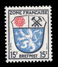 15 Pf Briefmarke: Landeswappen, Saarbrücken