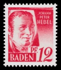 12 Pf Briefmarke: Persönlichkeiten und Ansichten aus Baden II, J. P. Hebel 12 Pf Briefmarke: Persönlichkeiten und Ansichten aus Baden II, J. P. Hebel