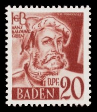 20 Pf Briefmarke: Persönlichkeiten und Ansichten aus Baden II, H. Baldung