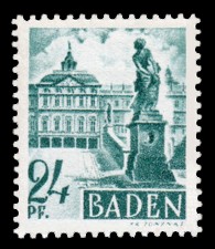 24 Pf Briefmarke: Pers&ouml;nlichkeiten und Ansichten aus Baden II, Schloss Rastatt
