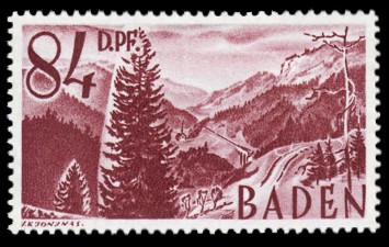 84 Pf Briefmarke: Pers&ouml;nlichkeiten und Ansichten aus Baden II, H&ouml;llental