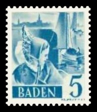 5 Pf Briefmarke: Persönlichkeiten und Ansichten aus Baden III, Trachtenmädchen