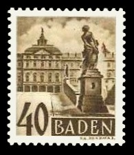40 Pf Briefmarke: Persönlichkeiten und Ansichten aus Baden III, Schloss Rastatt