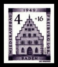 4 + 16 Pf Briefmarke: Wiederaufbau Freiburg im Breisgau, Kornhaus