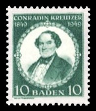 10 Pf Briefmarke: 100. Todestag Conradin Kreutzer