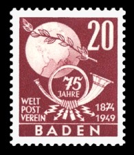20 Pf Briefmarke: 75 Jahre Weltpostverein