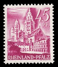 45 Rpf Briefmarke: Persönlichkeiten und Ansichten aus Rheinland-Pfalz I, Dom zu Mainz