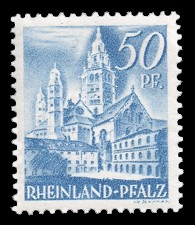 50 Rpf Briefmarke: Persönlichkeiten und Ansichten aus Rheinland-Pfalz I, Dom zu Mainz