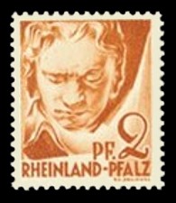 2 Pf Briefmarke: Pers&ouml;nlichkeiten und Ansichten aus Rheinland-Pfalz II, Beethoven
