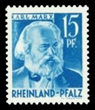 15 Pf Briefmarke: Pers&ouml;nlichkeiten und Ansichten aus Rheinland-Pfalz II, Karl Marx
