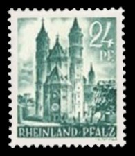 24 Pf Briefmarke: Pers&ouml;nlichkeiten und Ansichten aus Rheinland-Pfalz II, Dom zu Worms