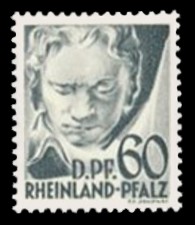 60 DPf Briefmarke: Pers&ouml;nlichkeiten und Ansichten aus Rheinland-Pfalz II, Beethoven
