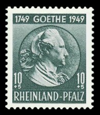 10 + 5 Pf Briefmarke: 200. Geburtstag J. W. Goethe