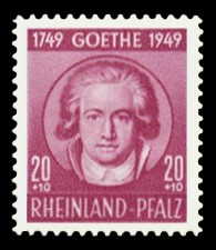 20 + 10 Pf Briefmarke: 200. Geburtstag J. W. Goethe