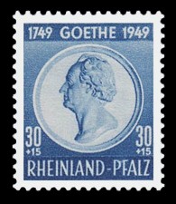 30 + 15 Pf Briefmarke: 200. Geburtstag J. W. Goethe