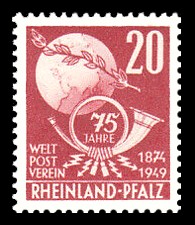 20 Pf Briefmarke: 75 Jahre Weltpostverein 20 Pf Briefmarke: 75 Jahre Weltpostverein