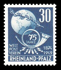 30 Pf Briefmarke: 75 Jahre Weltpostverein