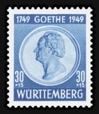 30 + 15 Pf Briefmarke: 200. Geburtstag J. W. Goethe