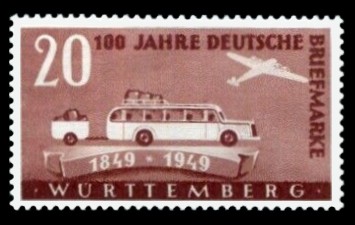 20 Pf Briefmarke: 100 Jahre Deutsche Briefmarke, Postomnibus