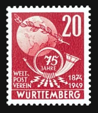 20 Pf Briefmarke: 75 Jahre Weltpostverein