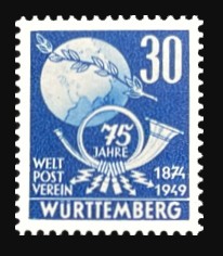 30 Pf Briefmarke: 75 Jahre Weltpostverein 30 Pf Briefmarke: 75 Jahre Weltpostverein