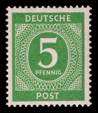 5 Pf Briefmarke: Freimarken I. Kontrollratsausgabe Ziffern, Ziffer 5 Pf