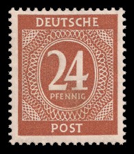 24 Pf Briefmarke: Freimarken I. Kontrollratsausgabe Ziffern, Ziffer 24 Pf