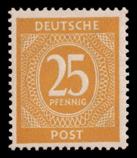 25 Pf Briefmarke: Freimarken I. Kontrollratsausgabe Ziffern, Ziffer 25 Pf 25 Pf Briefmarke: Freimarken I. Kontrollratsausgabe Ziffern, Ziffer 25 Pf