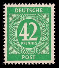 42 Pf Briefmarke: Freimarken I. Kontrollratsausgabe Ziffern, Ziffer 42 Pf 42 Pf Briefmarke: Freimarken I. Kontrollratsausgabe Ziffern, Ziffer 42 Pf