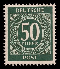 50 Pf Briefmarke: Freimarken I. Kontrollratsausgabe Ziffern, Ziffer 50 Pf