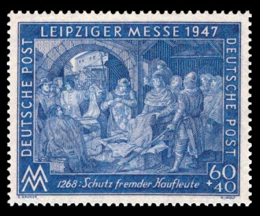 60 + 40 Pf Briefmarke: Leipziger Frühjahrsmesse 1947