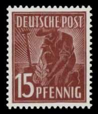 15 Pf Briefmarke: Freimarken II. Kontrollratsausgabe, Pflanzer 15 Pf Briefmarke: Freimarken II. Kontrollratsausgabe, Pflanzer