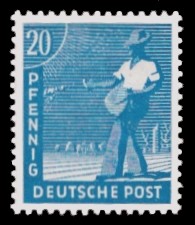 20 Pf Briefmarke: Freimarken II. Kontrollratsausgabe, Sämann 20 Pf Briefmarke: Freimarken II. Kontrollratsausgabe, Sämann