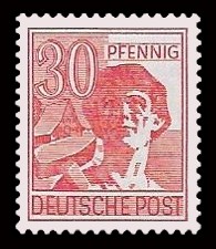 30 Pf Briefmarke: Freimarken II. Kontrollratsausgabe, Arbeiter