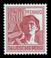 60 Pf Briefmarke: Freimarken II. Kontrollratsausgabe, Arbeiter