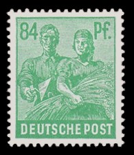 84 Pf Briefmarke: Freimarken II. Kontrollratsausgabe, Maurer und B&auml;uerin