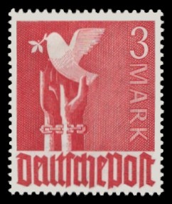 3 M Briefmarke: Freimarken II. Kontrollratsausgabe, Friedenstaube