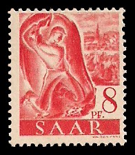 8 Pf Briefmarke: Saar I, Berufe und Ansichten aus dem Saarland 8 Pf Briefmarke: Saar I, Berufe und Ansichten aus dem Saarland