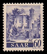 60 Pf Briefmarke: Saar I, Berufe und Ansichten aus dem Saarland 60 Pf Briefmarke: Saar I, Berufe und Ansichten aus dem Saarland
