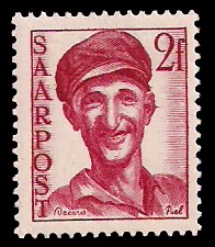 2 Fr Briefmarke: Saar III, Wiederaufbau des Saarlandes 2 Fr Briefmarke: Saar III, Wiederaufbau des Saarlandes