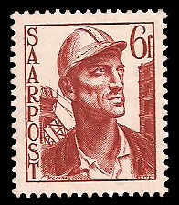 6 Fr Briefmarke: Saar III, Wiederaufbau des Saarlandes
