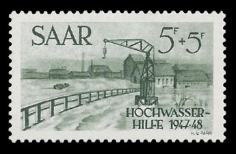 5+ 5 Fr Briefmarke: Hochwasserhilfe 1947-48