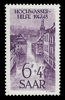 6+ 4 Fr Briefmarke: Hochwasserhilfe 1947-49