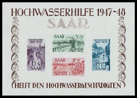 80 Fr Briefmarke: Blockausgabe: Hochwasserhilfe 1947-48