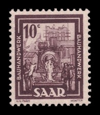 10 C Briefmarke: Saar IV, Industrie, Handel, Landwirtschaft und Kultur