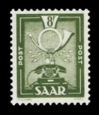 8 Fr Briefmarke: Saar IV, Industrie, Handel, Landwirtschaft und Kultur